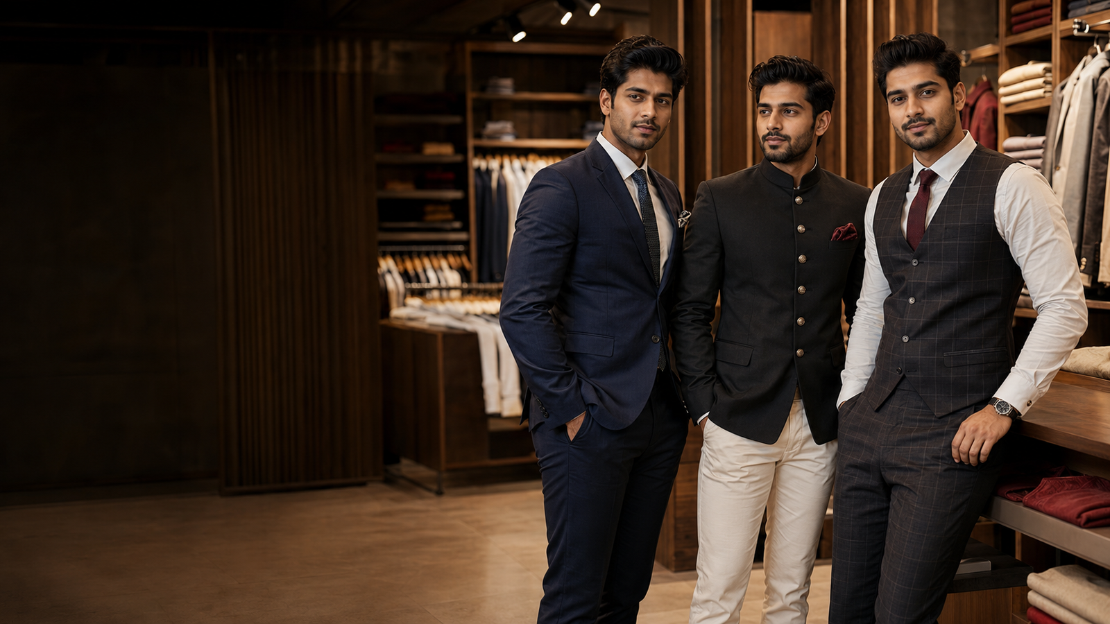 Indian men wearing premium designer garments